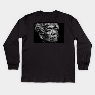 Maya Angelou Portrait with all her book titles - 02 Kids Long Sleeve T-Shirt